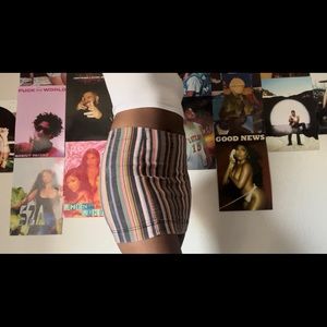 Stripped denim multicolored skirt